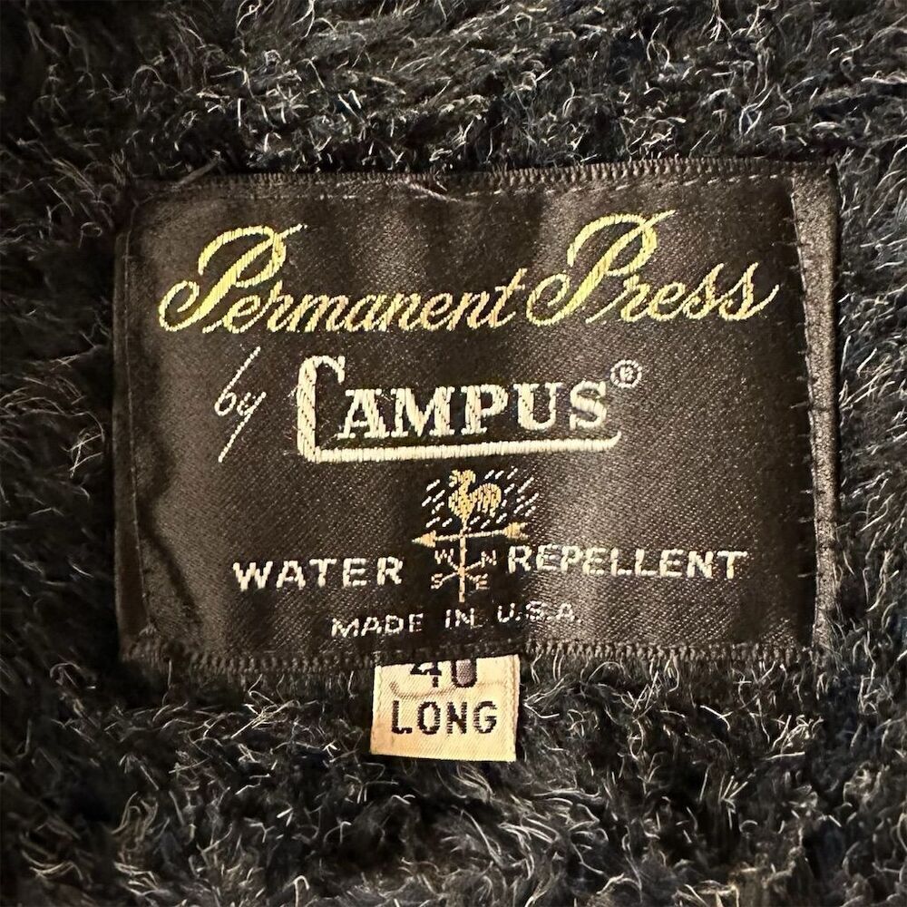 Vintage Campus Permanent Press Black Unisex Southwestern Embellished Trench Coat - Picture 15 of 16